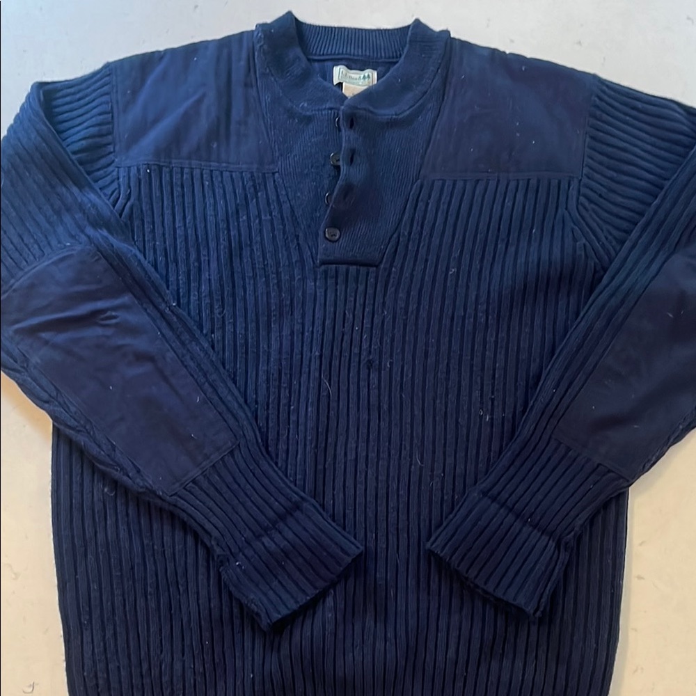 LLBean men’s Commando Sweater Henley XL, navy blue EUC